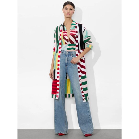 Alice + Olivia Sweaters - Alice + Olivia Bradford Sorbet Stripe Wool Maxi Cardigan Small